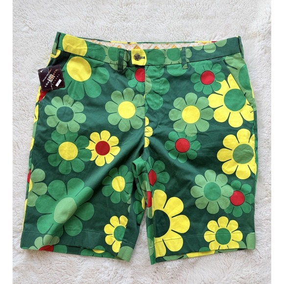 Loudmouth Green Augusta Magic Floral Flower Golf Shorts Men's 40 NWT